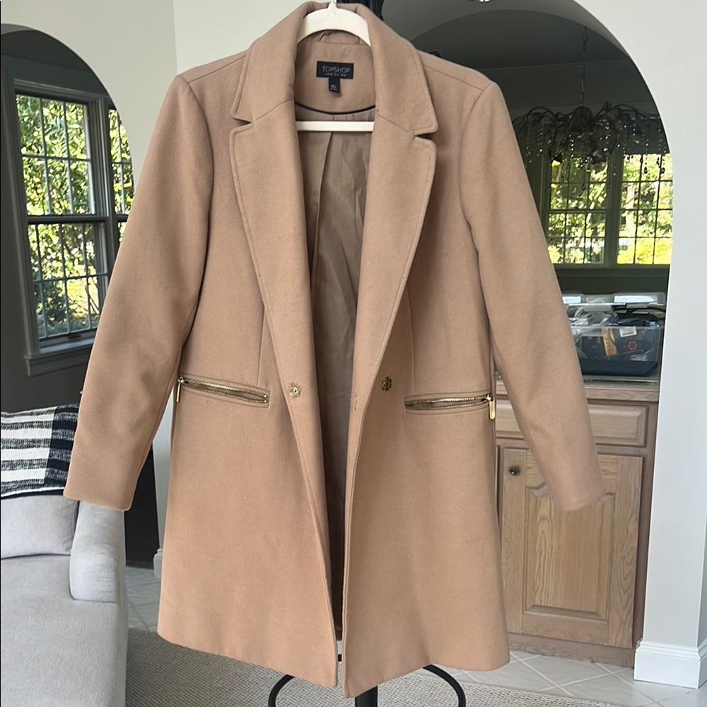 Topshop Tan Wool Blend Coat